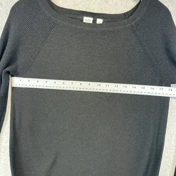 Gap Brooklyn Boat Neck Sweater Womens Small True Black Wool Blend Long Sleeve - Picture 6 of 10